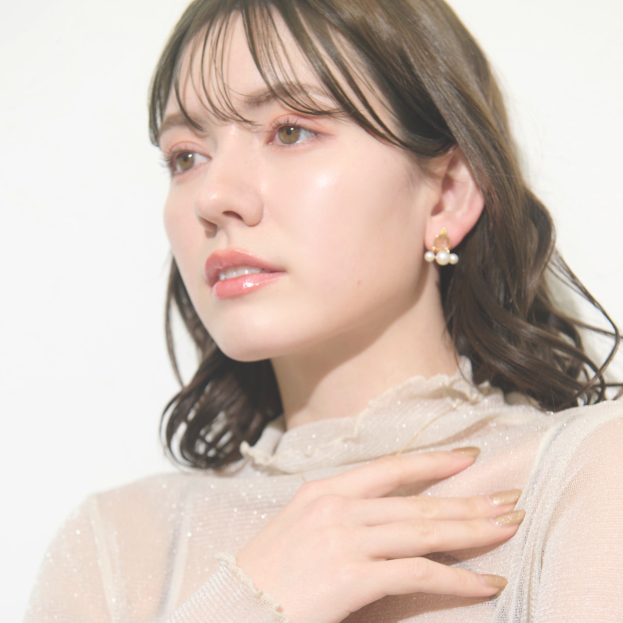 【金属アレルギー対応】ピアス circle 3pearl