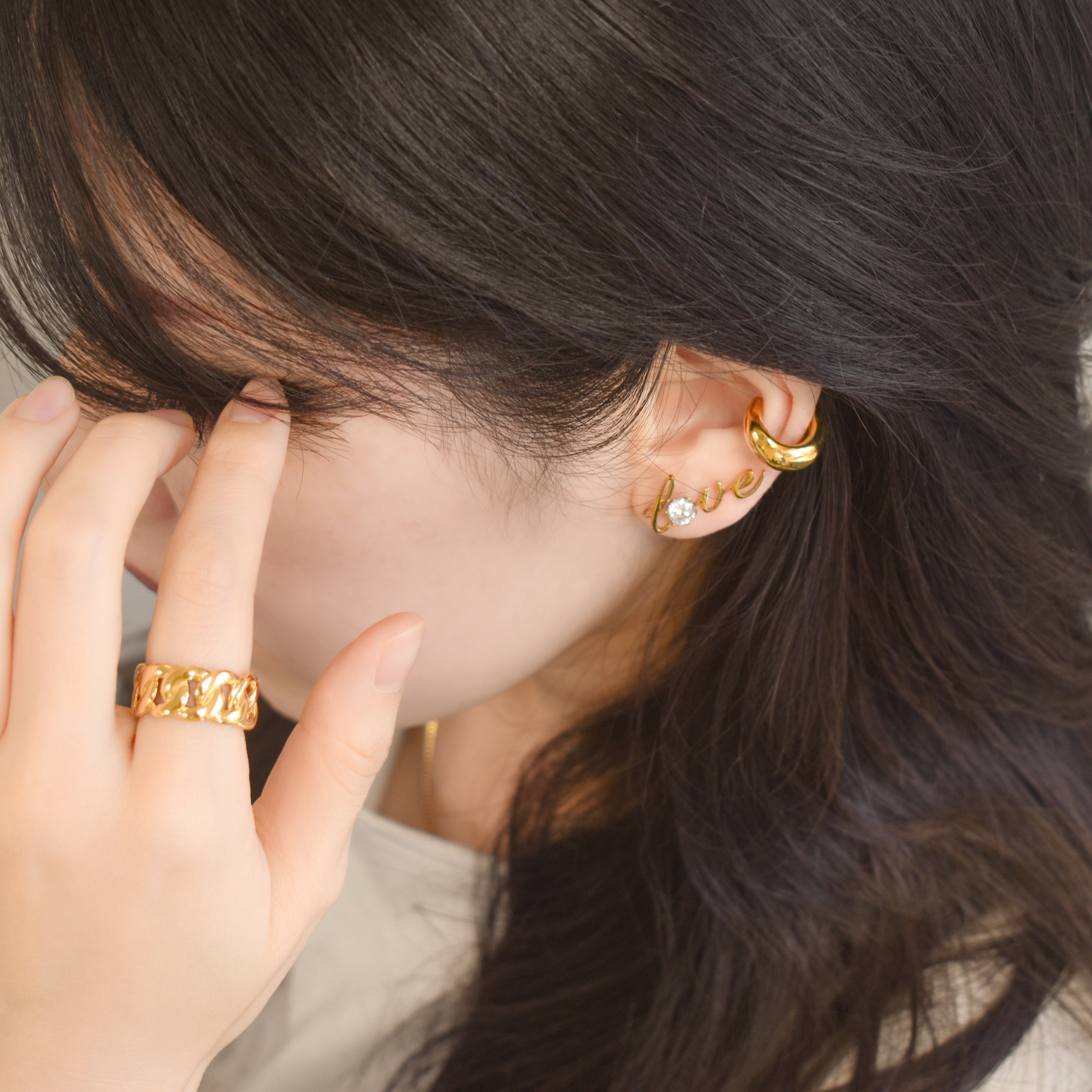 【金属アレルギー対応】ピアス love cuff