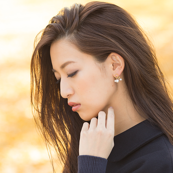 【金属アレルギー対応】ピアス circle 3pearl