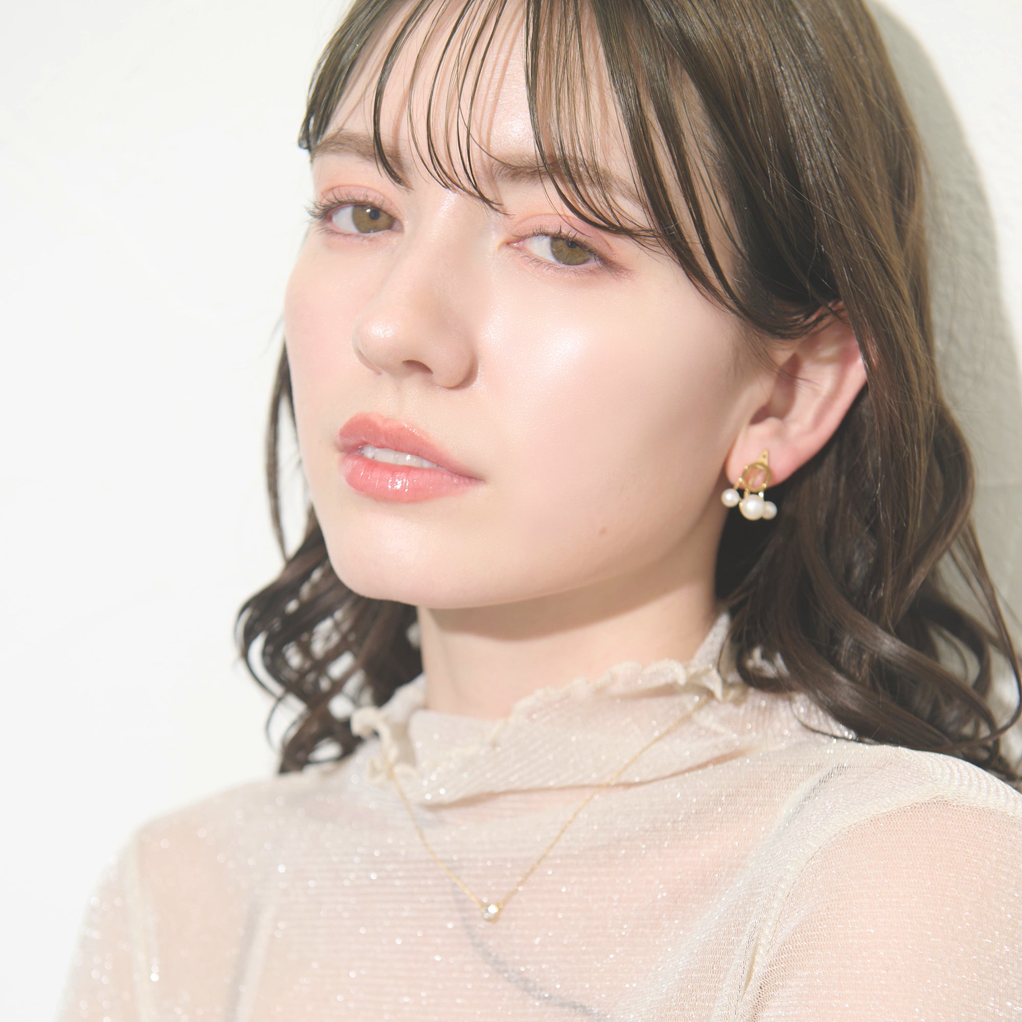【金属アレルギー対応】ピアス　circle 3pearl