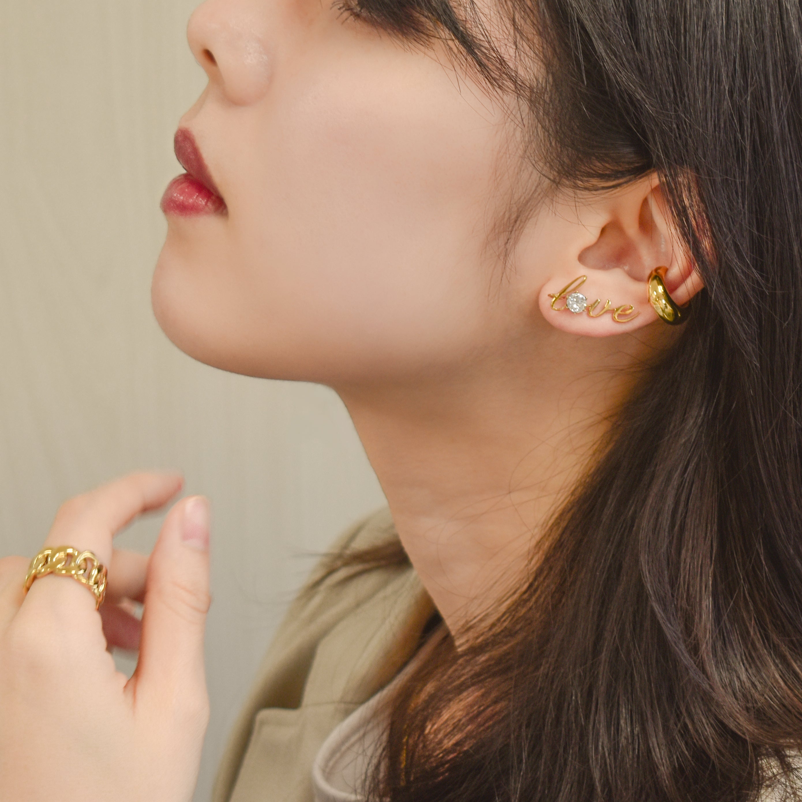 【金属アレルギー対応】ピアス　love cuff