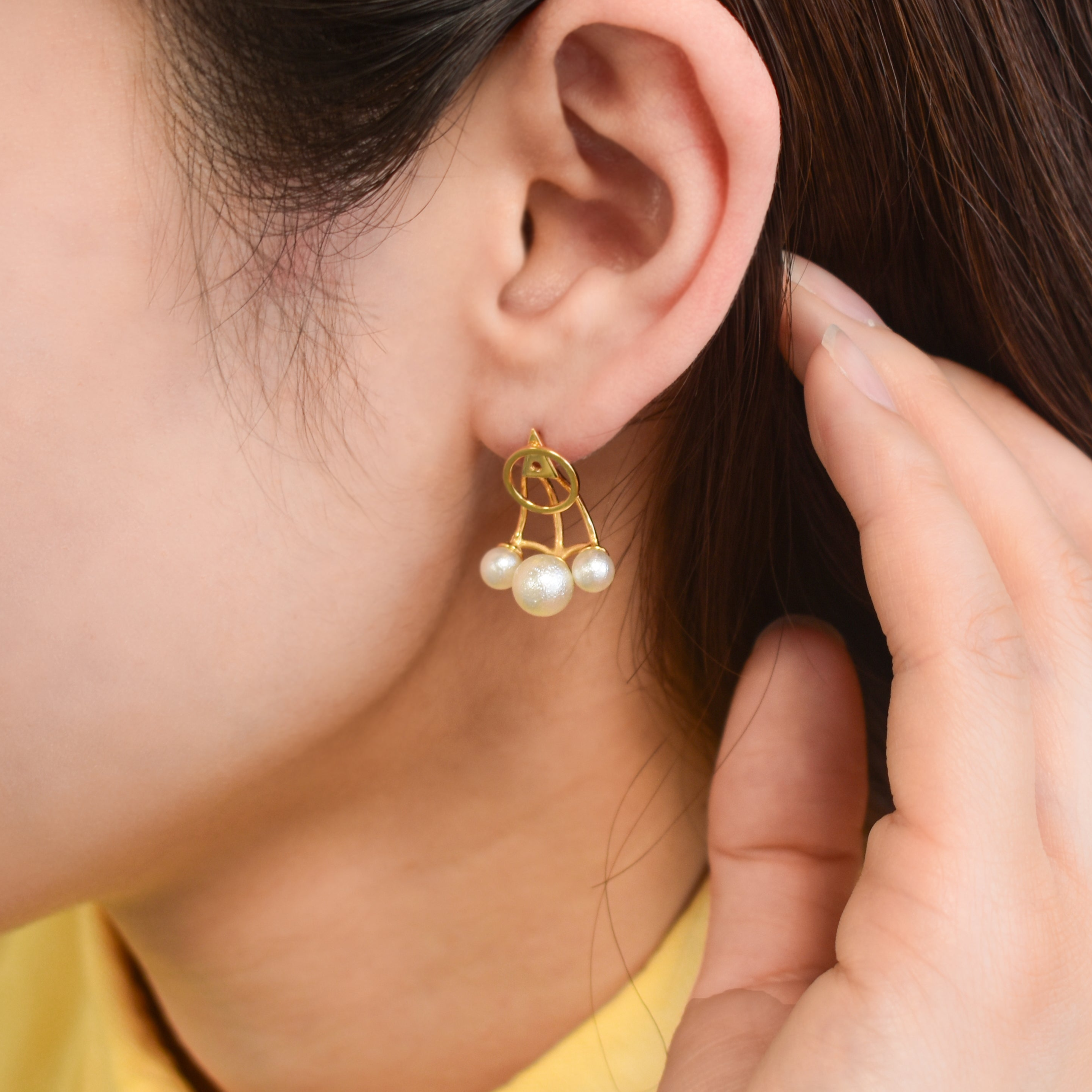【金属アレルギー対応】ピアス　circle 3pearl