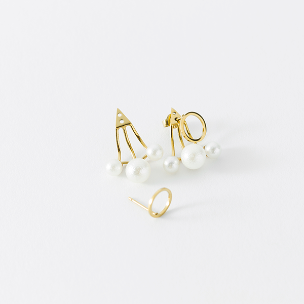 【金属アレルギー対応】ピアス　circle 3pearl